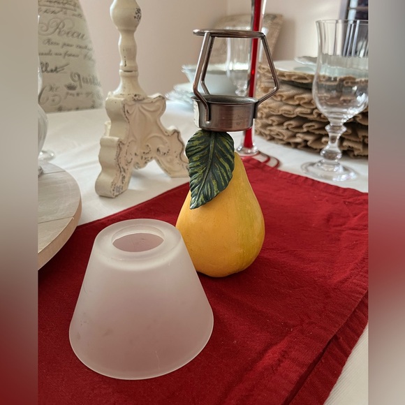 Pear candle holder with lamp shade. Really unique & lovely to match w/pair decor - Picture 3 of 8